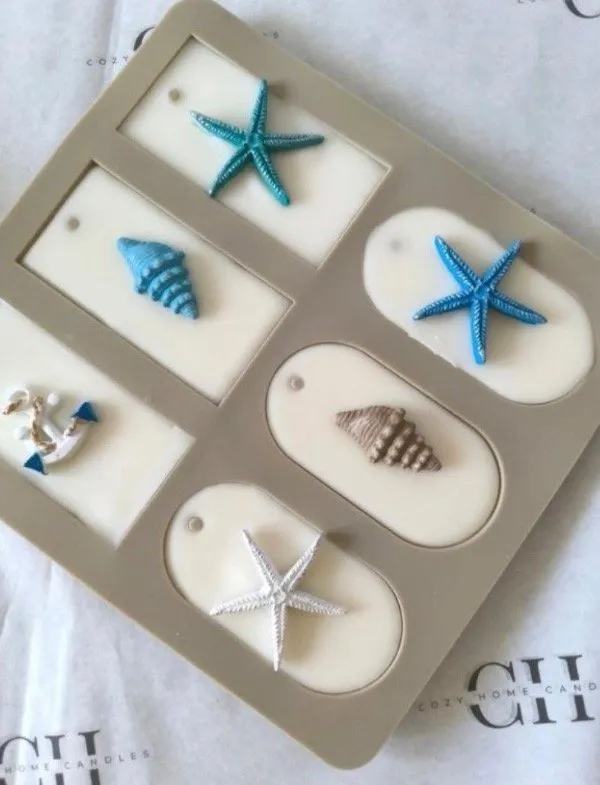 MOLDE DE SILICONA TAG X6 OVALADA RECTANGULAR (GRIS) para Yeso, Jabones, Velas y Resina