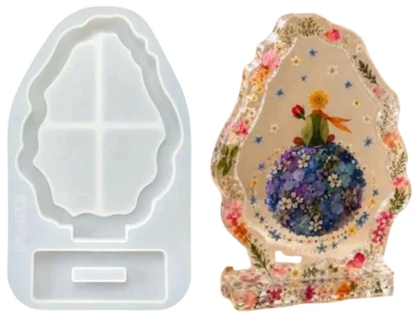 Molde de Silicona Marco de Fotos Ovalado con Borde Irregular para Resina, Yeso y Cemento Creativo