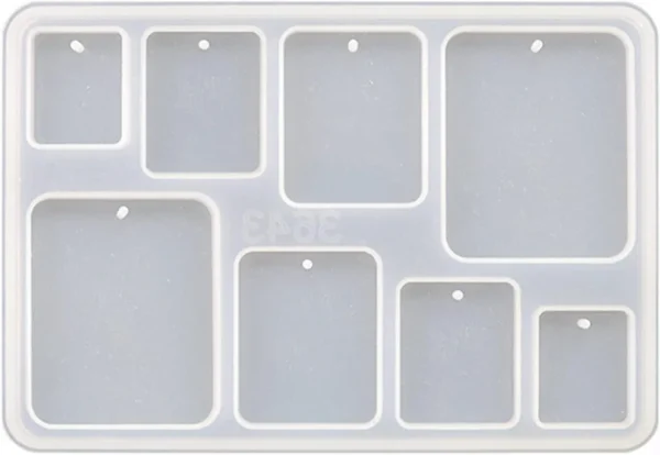 Molde de silicona 8 pendientes rectangulares diferentes tamaños - Joyería en resina epoxi