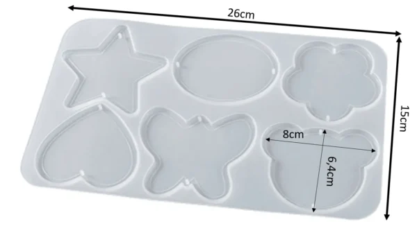 Molde de silicona Piezas Colgantes diferentes formas Mariposa-Oso-corazon-estrella
