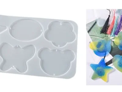 Moldes-colgantes-pendientes-6-modelos-muestra Molde de silicona Piezas Colgantes diferentes formas Mariposa-Oso-corazon-estrella
