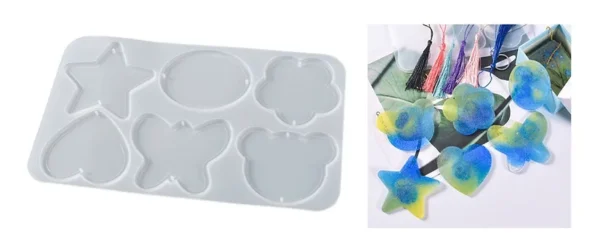 Molde de silicona Piezas Colgantes diferentes formas Mariposa-Oso-corazon-estrella