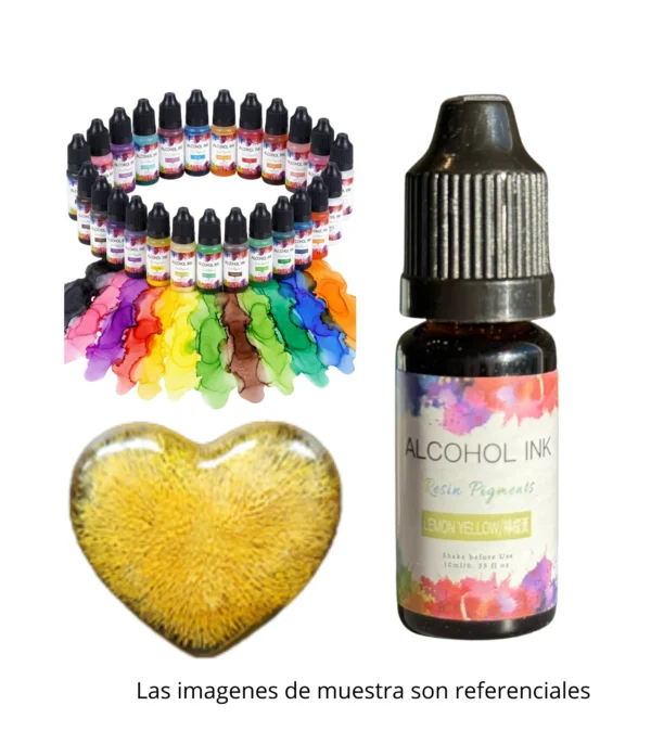 Pigmento Liquido al Alcohol de 10ml AMARILLO LIMON - Tinta al Alcohol para Resina Epoxi