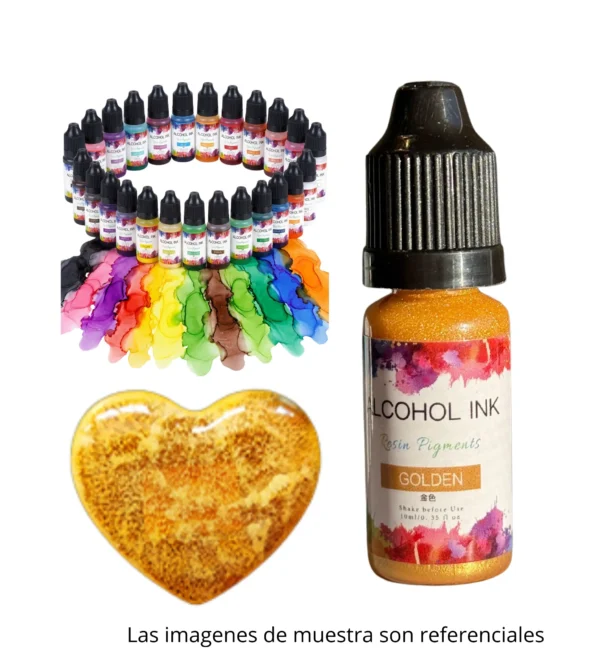 Pigmento Liquido al Alcohol de 10ml DORADO - Tinta al Alcohol para Resina Epoxi