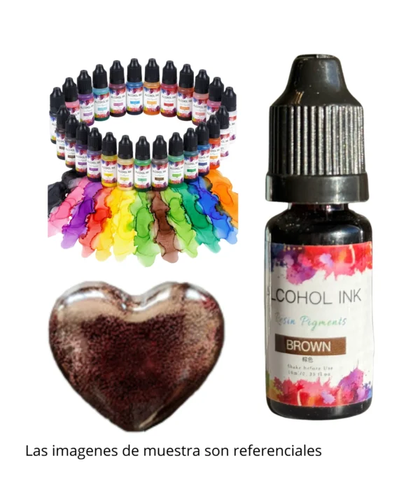 Pigmento-liquido-al-alcohol-10ml-marron-muestra Pigmento Liquido al Alcohol de 10ml MARRON - Tinta al Alcohol para Resina Epoxi