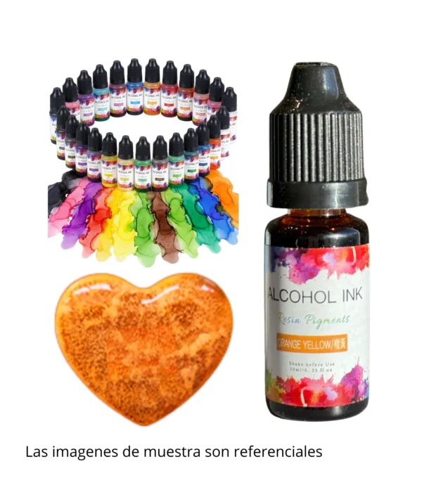 Pigmento Liquido al Alcohol de 10ml NARANJA AMARILLENTO - Tinta al Alcohol para Resina Epoxi