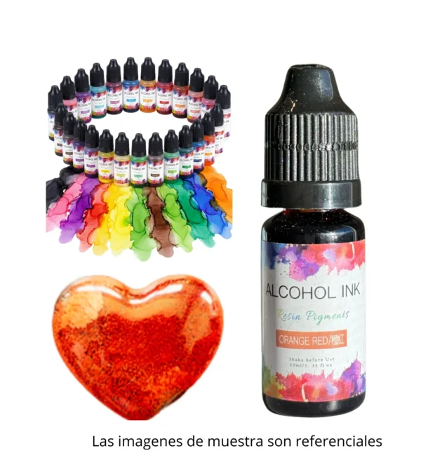 Pigmento Liquido al Alcohol de 10ml NARANJA ROJIZO - Tinta al Alcohol para Resina Epoxi