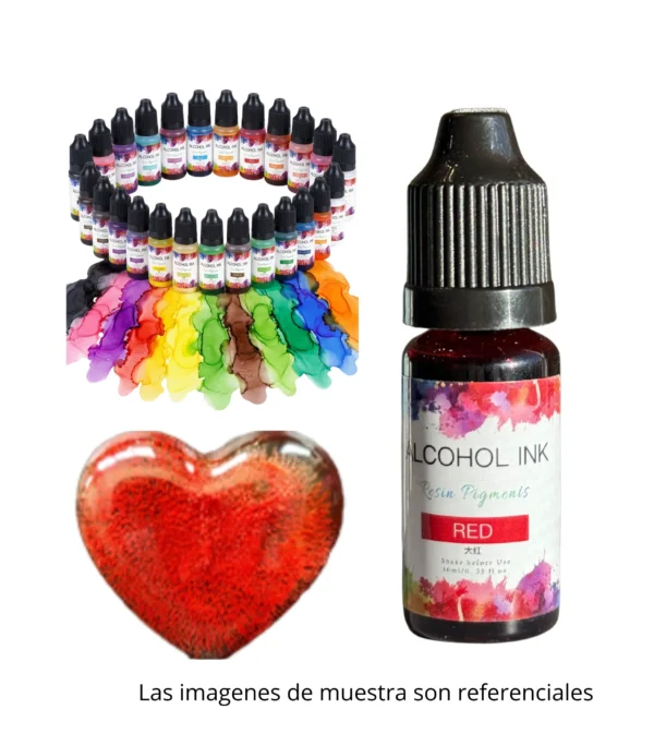 Pigmento Liquido al Alcohol de 10ml ROJO - Tinta al Alcohol para Resina Epoxi