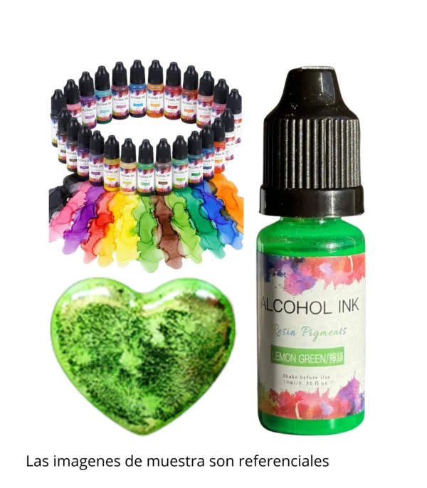 Pigmento Liquido al Alcohol de 10ml VERDE LIMON - Tinta al Alcohol para Resina Epoxi