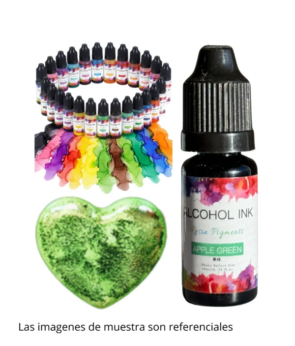 Pigmento Liquido al Alcohol de 10ml VERDE MANZANA - Tinta al Alcohol para Resina Epoxi