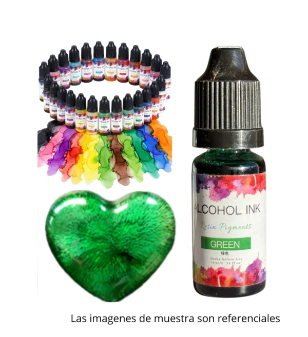 Pigmento-liquido-al-alcohol-10ml-verde -muestra Pigmento Liquido al Alcohol de 10ml VERDE - Tinta al Alcohol para Resina Epoxi