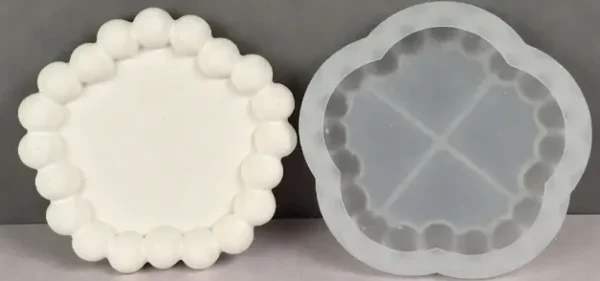Molde de silicona Posa vaso Pentagonal borde de burbujas