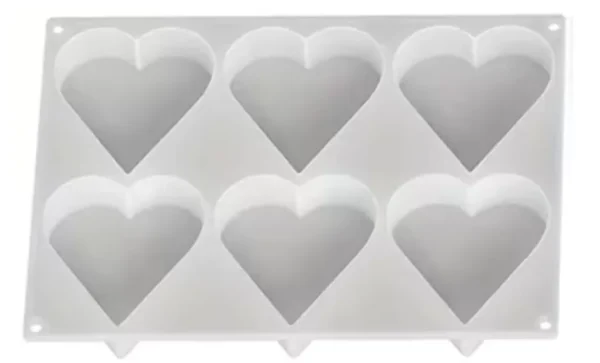 Molde de silicona Corazones 3D x6