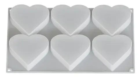 Molde de silicona Corazones 3D x6