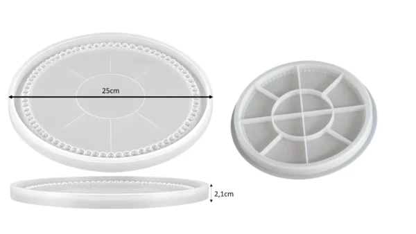 Molde de silicona bandeja circular 25cm borde perlas