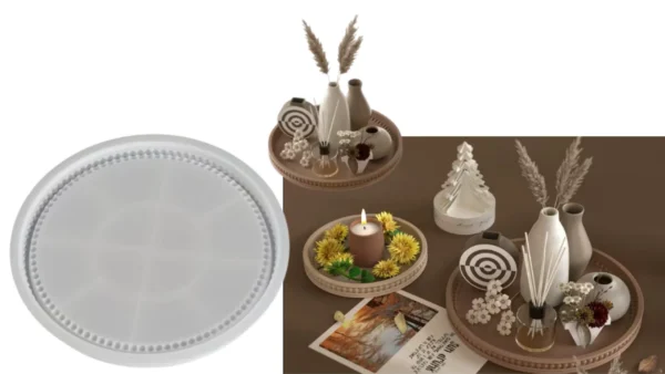 Molde de silicona bandeja circular 25cm borde perlas