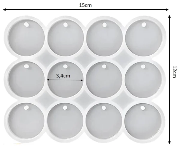 molde-circulo-x12-medidas Molde de silicona circulo colgantes x12 collares o pendientes - joyería en resina