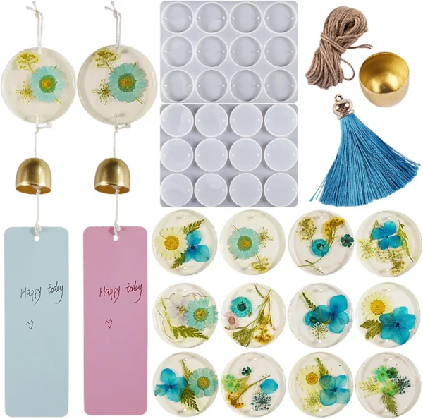 molde-circulo-x12-muestra Molde de silicona circulo colgantes x12 collares o pendientes - joyería en resina