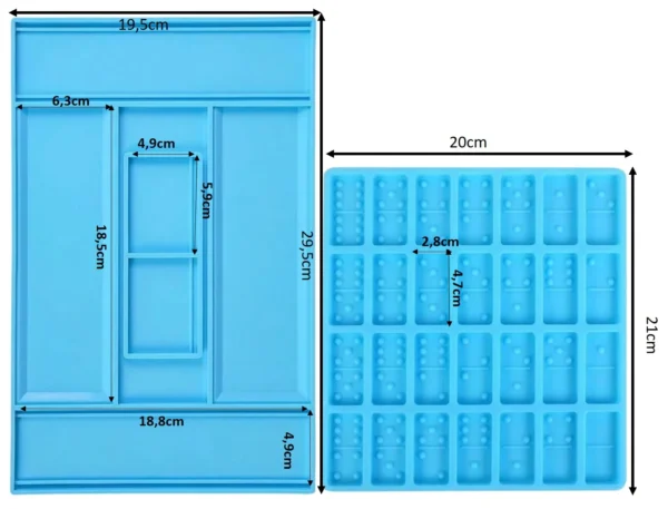 Molde de silicona piezas de domino con caja