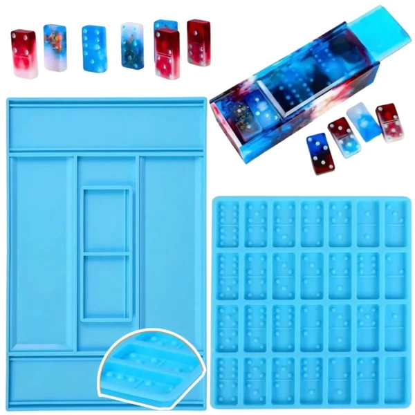 Molde de silicona piezas de domino con caja