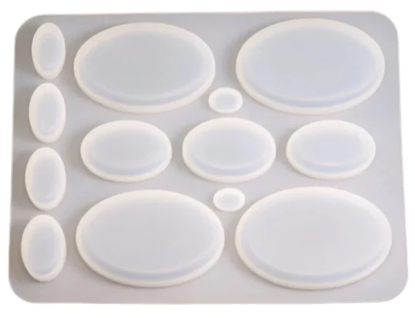 Molde de silicona figuras ovaladas varias medidas x13 - joyería en resina epoxi