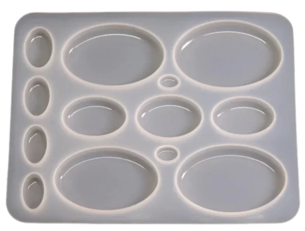 Molde de silicona figuras ovaladas varias medidas x13 - joyería en resina epoxi