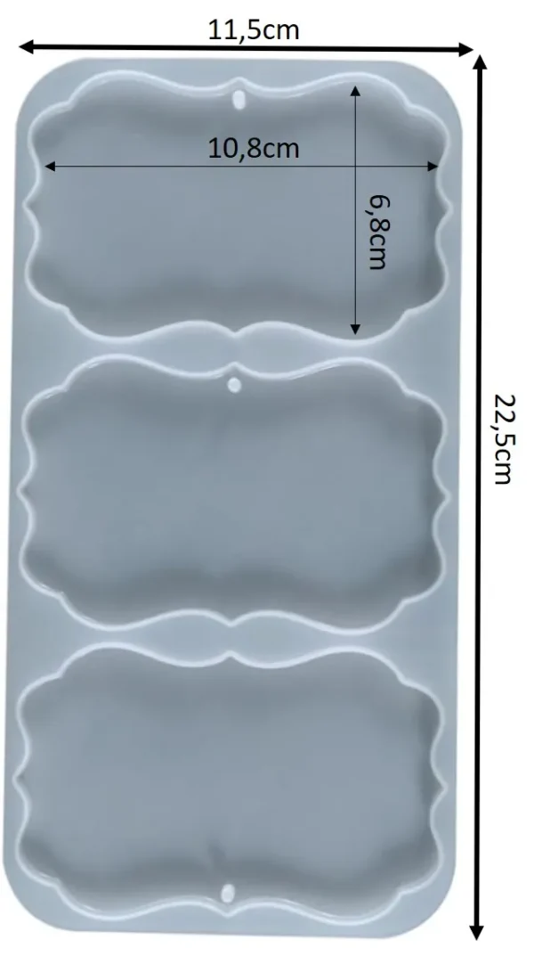 Molde de silicona llavero marco grande colgante rectangular bordes irregulares x3