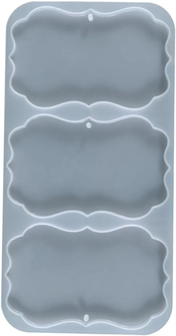 Molde de silicona llavero marco grande colgante rectangular bordes irregulares x3