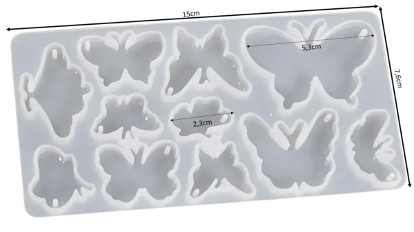 Molde de silicona mariposas de diferentes medidas x11