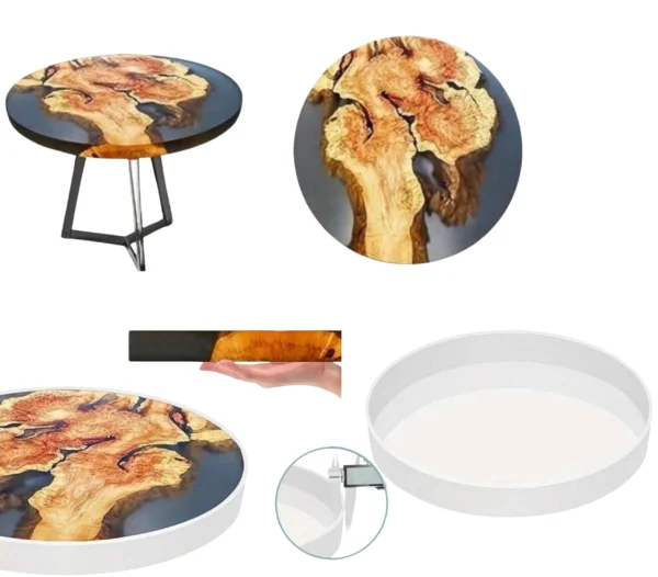 Molde de silicona para mesa circular gruesa - mesa ratona gran espesor - mesa de rio circular
