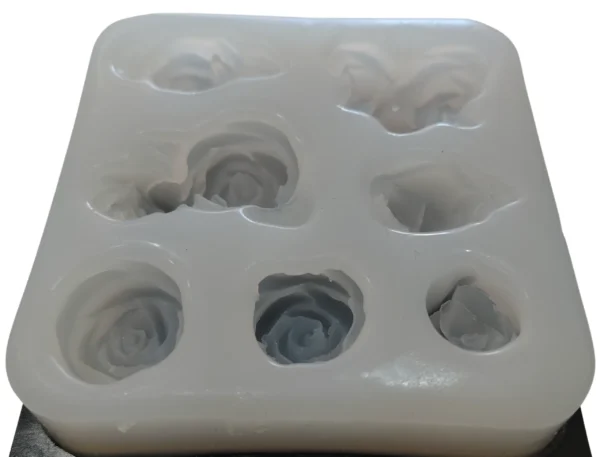 Molde de silicona para vela y yeso 10 minis rosas con hojas