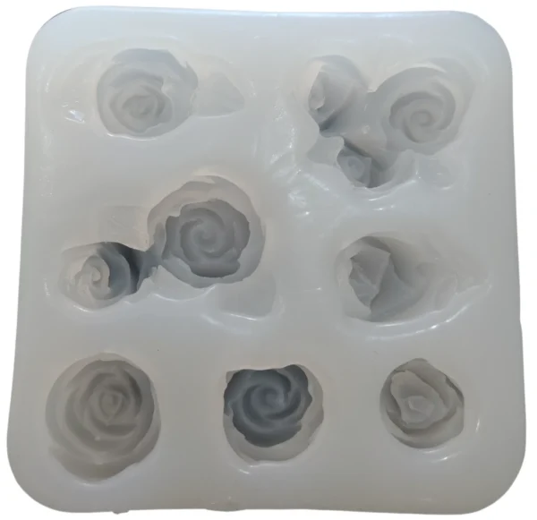 Molde de silicona para vela y yeso 10 minis rosas con hojas