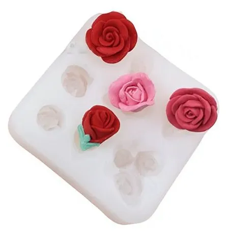 Molde de silicona para vela y yeso 10 minis rosas con hojas