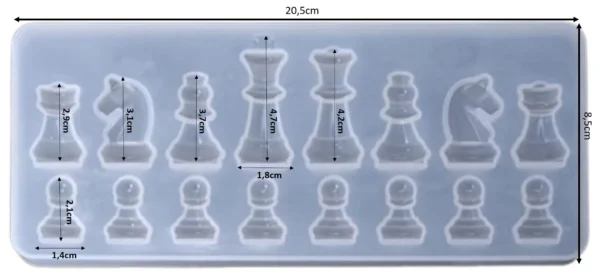 Molde de silicona piezas de ajedrez mitades