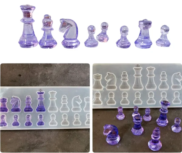 Molde de silicona piezas de ajedrez mitades