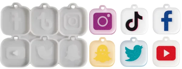 Molde de silicona logos de redes sociales