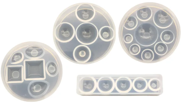 Molde se silicona semiesferas semi óvalos x4 moldes - joyería en resina epoxi