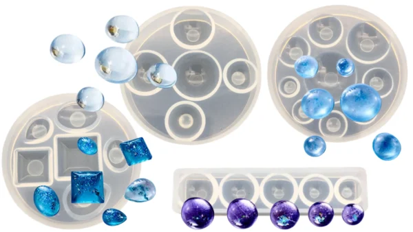 Molde se silicona semiesferas semi óvalos x4 moldes - joyería en resina epoxi