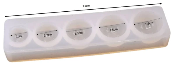 Molde de silicona semi esferas x5 medidas
