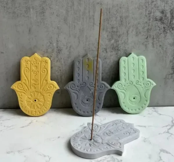 Molde de Silicona Porta Sahumerios Mano de Fátima x2 para Resina, Yeso y Cemento
