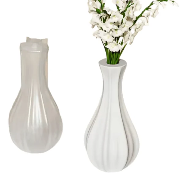 Molde de Silicona Florero Alto Estriado para Resina, Yeso, Cemento y Velas