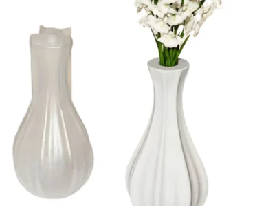 Molde de Silicona Florero Alto Estriado para Resina, Yeso, Cemento y Velas