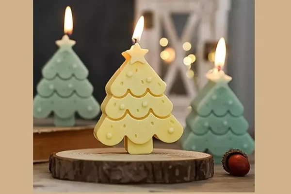Molde de Silicona Arbolito de Navidad con Ondas para Velas, Resina, Yeso y Cemento
