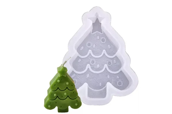 Molde de Silicona Arbolito de Navidad con Ondas para Velas, Resina, Yeso y Cemento