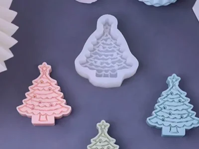Molde-silicona-arbolitO-Navidad-luces Molde de Silicona Arbolito Navideño Individua con Luces Entrelazadas para Resina, Velas, Yeso y Manualidades