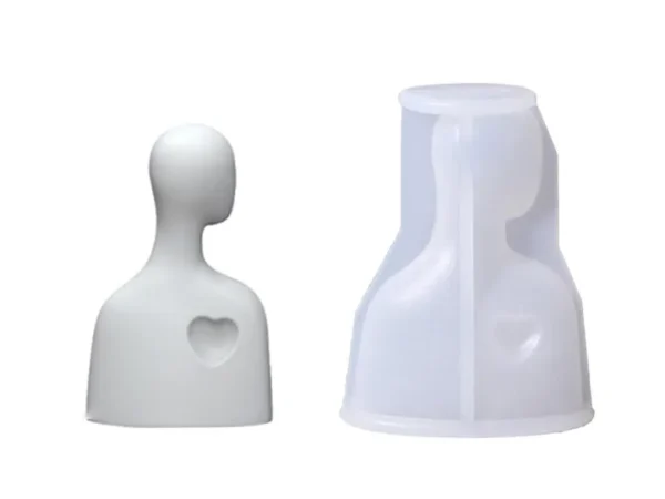 Molde de Silicona Figura Humana Mediana con Corazón para Resina, Velas y Yeso