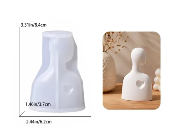 Molde de Silicona Figura Humana Mediana con Corazón para Resina, Velas y Yeso