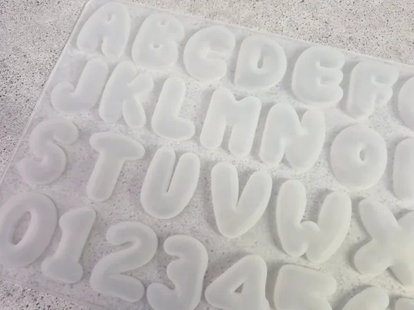 Molde de Silicona ABC y Números en Mayúscula Redondeado Reverso - Inverso para Resina Epoxi y Manualidades