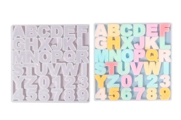 Molde de Silicona ABC y Números Chico Reverso - Inverso para Resina Epoxi y Manualidades