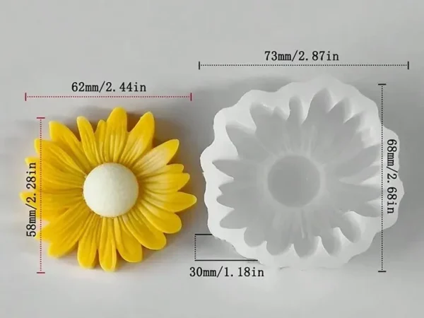 Molde de Silicona Margarita Alta sin Punto para Velas, Resina, Yeso y Manualidades